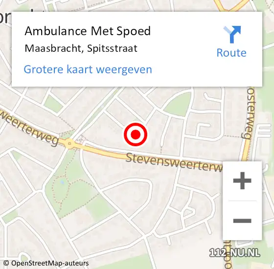 Locatie op kaart van de 112 melding: Ambulance Met Spoed Naar Maasbracht, Spitsstraat op 10 mei 2022 17:47