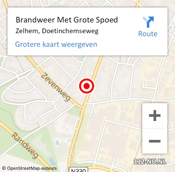 Locatie op kaart van de 112 melding: Brandweer Met Grote Spoed Naar Zelhem, Doetinchemseweg op 10 mei 2022 17:51