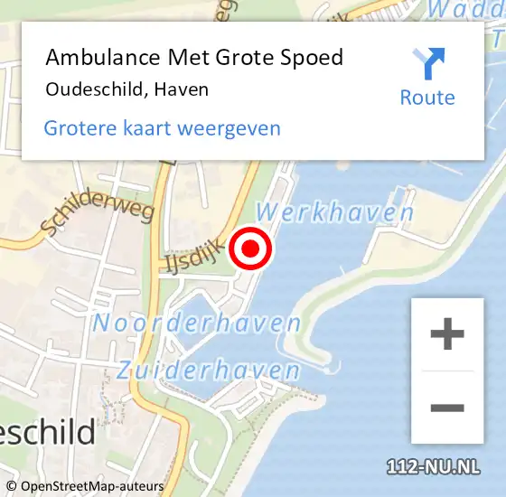 Locatie op kaart van de 112 melding: Ambulance Met Grote Spoed Naar Oudeschild, Haven op 10 mei 2022 18:03