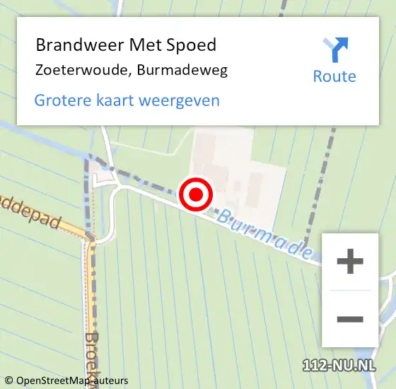 Locatie op kaart van de 112 melding: Brandweer Met Spoed Naar Zoeterwoude, Burmadeweg op 10 mei 2022 18:08