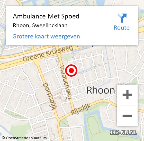 Locatie op kaart van de 112 melding: Ambulance Met Spoed Naar Rhoon, Sweelincklaan op 10 mei 2022 18:12