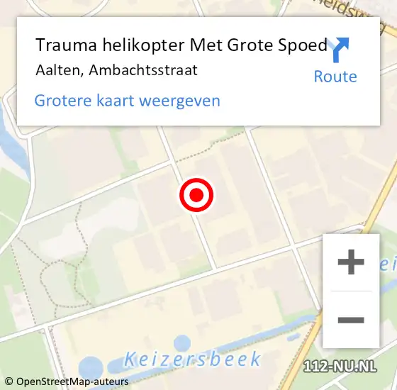 Locatie op kaart van de 112 melding: Trauma helikopter Met Grote Spoed Naar Aalten, Ambachtsstraat op 10 mei 2022 18:18