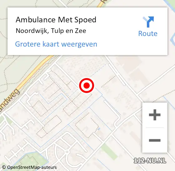 Locatie op kaart van de 112 melding: Ambulance Met Spoed Naar Noordwijk, Tulp en Zee op 10 mei 2022 18:57