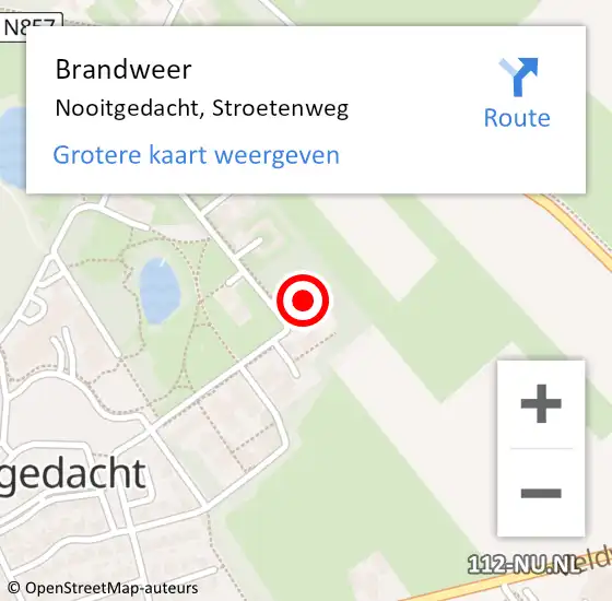 Locatie op kaart van de 112 melding: Brandweer Nooitgedacht, Stroetenweg op 10 mei 2022 19:02