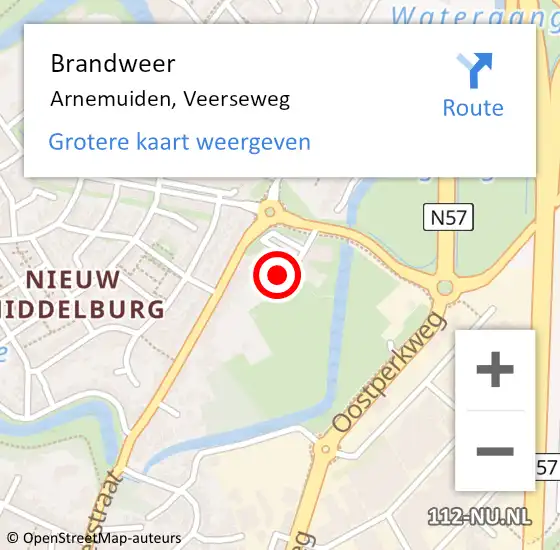 Locatie op kaart van de 112 melding: Brandweer Arnemuiden, Veerseweg op 10 mei 2022 19:37