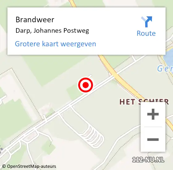 Locatie op kaart van de 112 melding: Brandweer Darp, Johannes Postweg op 10 mei 2022 19:37