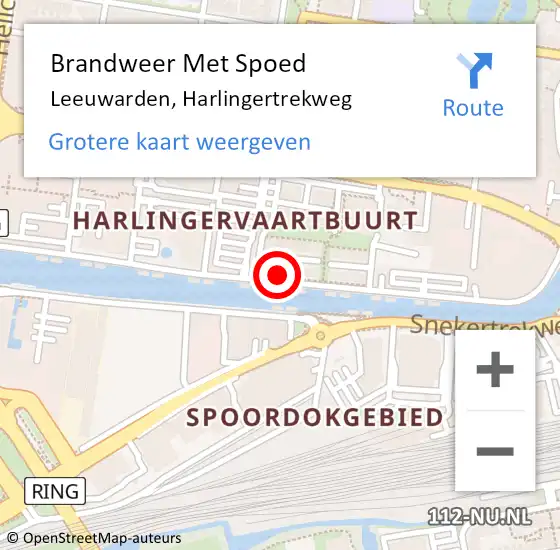 Locatie op kaart van de 112 melding: Brandweer Met Spoed Naar Leeuwarden, Harlingertrekweg op 10 mei 2022 19:42