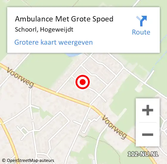 Locatie op kaart van de 112 melding: Ambulance Met Grote Spoed Naar Schoorl, Hogeweijdt op 10 mei 2022 20:10