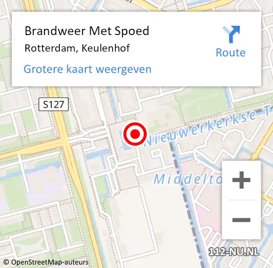 Locatie op kaart van de 112 melding: Brandweer Met Spoed Naar Rotterdam, Keulenhof op 10 mei 2022 20:32