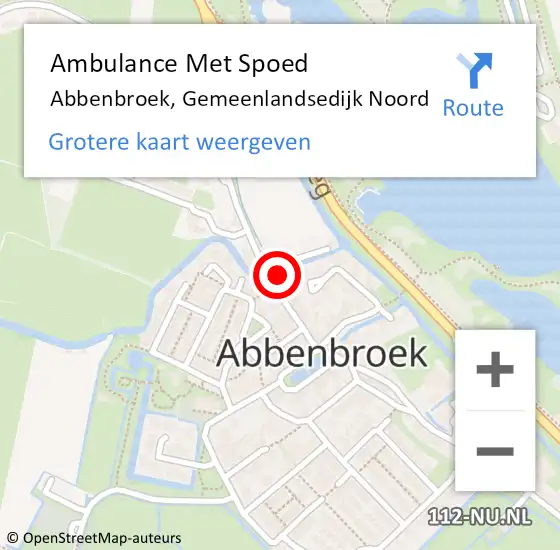 Locatie op kaart van de 112 melding: Ambulance Met Spoed Naar Abbenbroek, Gemeenlandsedijk Noord op 10 mei 2022 20:35