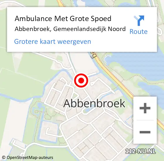 Locatie op kaart van de 112 melding: Ambulance Met Grote Spoed Naar Abbenbroek, Gemeenlandsedijk Noord op 10 mei 2022 20:43