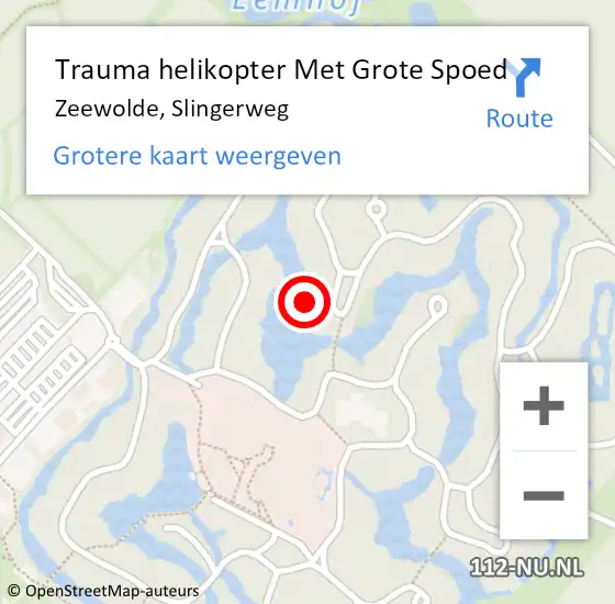 Locatie op kaart van de 112 melding: Trauma helikopter Met Grote Spoed Naar Zeewolde, Slingerweg op 10 mei 2022 20:45