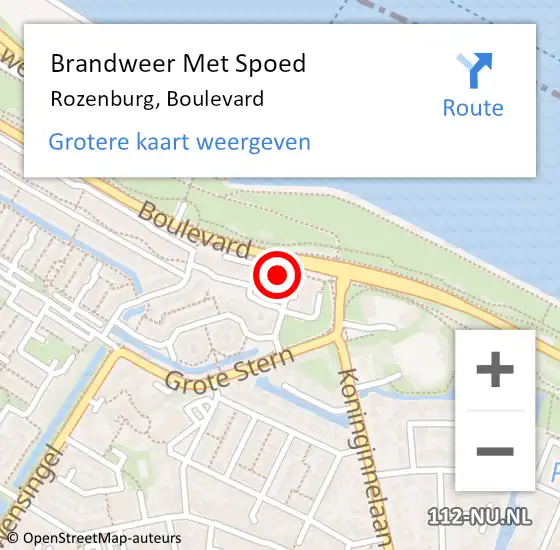 Locatie op kaart van de 112 melding: Brandweer Met Spoed Naar Rozenburg, Boulevard op 10 mei 2022 20:47