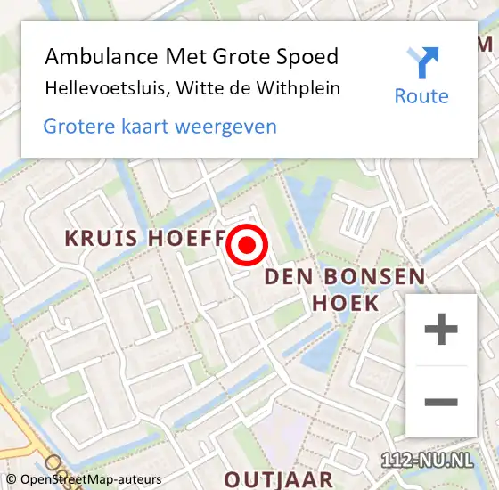 Locatie op kaart van de 112 melding: Ambulance Met Grote Spoed Naar Hellevoetsluis, Witte de Withplein op 10 mei 2022 20:49