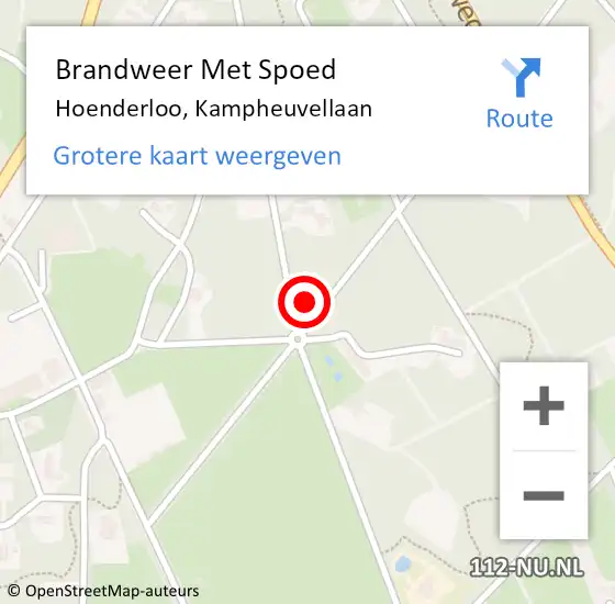 Locatie op kaart van de 112 melding: Brandweer Met Spoed Naar Hoenderloo, Kampheuvellaan op 10 mei 2022 21:13