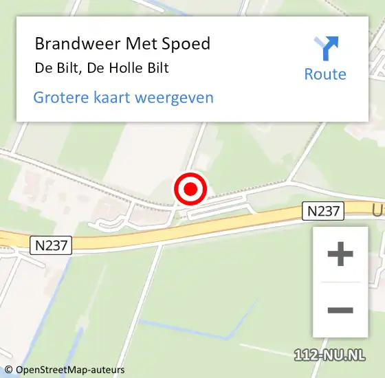 Locatie op kaart van de 112 melding: Brandweer Met Spoed Naar De Bilt, De Holle Bilt op 10 mei 2022 21:25