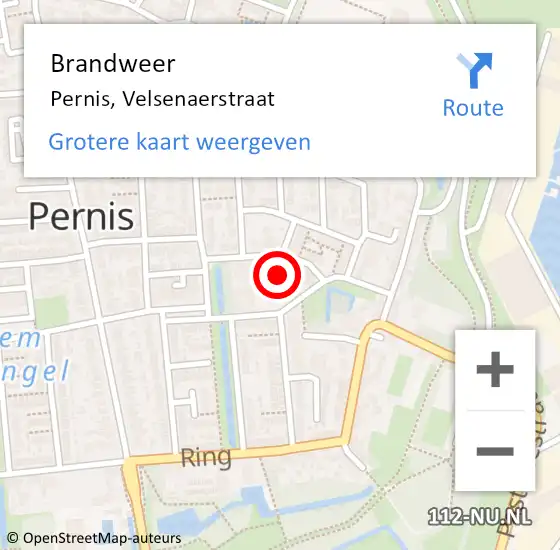 Locatie op kaart van de 112 melding: Brandweer Pernis, Velsenaerstraat op 10 mei 2022 21:35