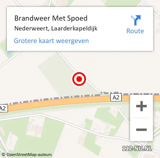 Locatie op kaart van de 112 melding: Brandweer Met Spoed Naar Nederweert, Laarderkapeldijk op 10 mei 2022 22:14