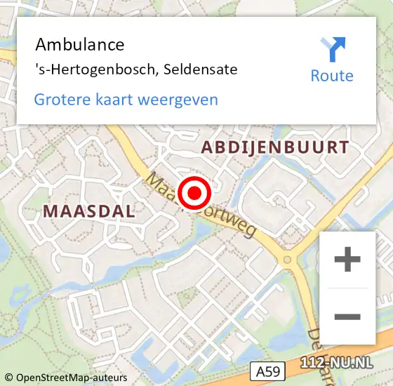 Locatie op kaart van de 112 melding: Ambulance 's-Hertogenbosch, Seldensate op 17 juli 2014 00:39