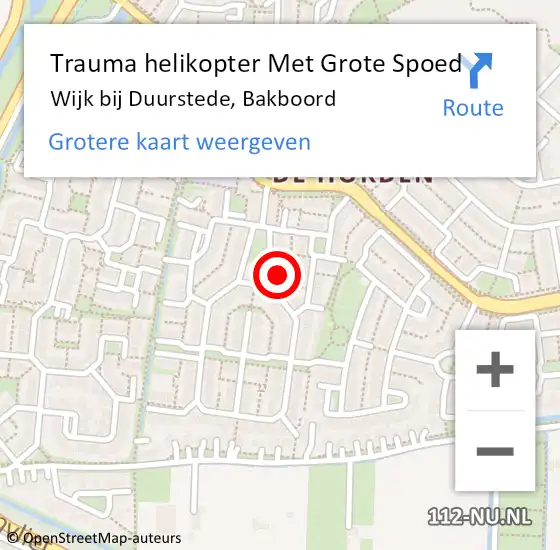 Locatie op kaart van de 112 melding: Trauma helikopter Met Grote Spoed Naar Wijk bij Duurstede, Bakboord op 10 mei 2022 23:03