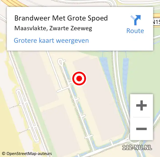 Locatie op kaart van de 112 melding: Brandweer Met Grote Spoed Naar Maasvlakte, Zwarte Zeeweg op 10 mei 2022 23:16