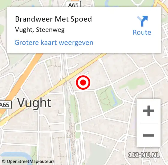 Locatie op kaart van de 112 melding: Brandweer Met Spoed Naar Vught, Steenweg op 10 mei 2022 23:46