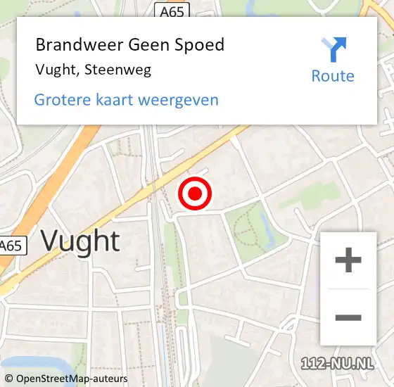 Locatie op kaart van de 112 melding: Brandweer Geen Spoed Naar Vught, Steenweg op 10 mei 2022 23:47