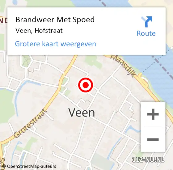 Locatie op kaart van de 112 melding: Brandweer Met Spoed Naar Veen, Hofstraat op 17 juli 2014 00:56