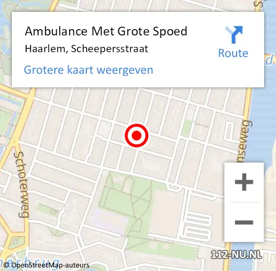 Locatie op kaart van de 112 melding: Ambulance Met Grote Spoed Naar Haarlem, Scheepersstraat op 11 mei 2022 01:58