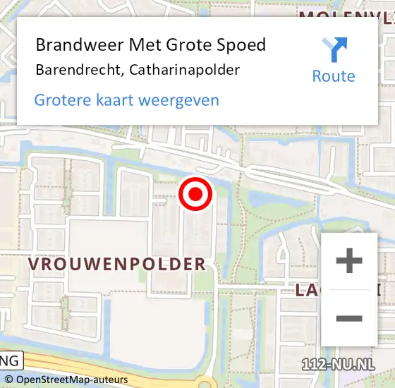 Locatie op kaart van de 112 melding: Brandweer Met Grote Spoed Naar Barendrecht, Catharinapolder op 11 mei 2022 02:00