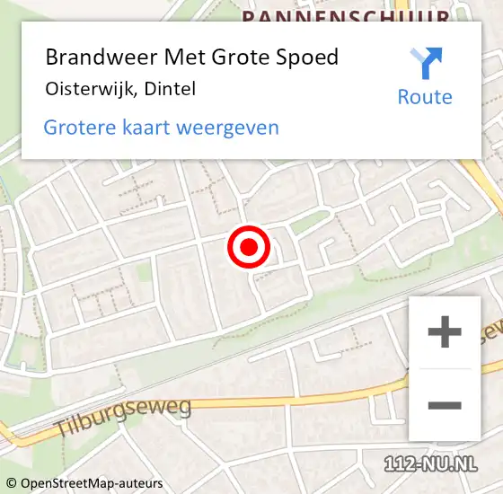 Locatie op kaart van de 112 melding: Brandweer Met Grote Spoed Naar Oisterwijk, Dintel op 11 mei 2022 02:45