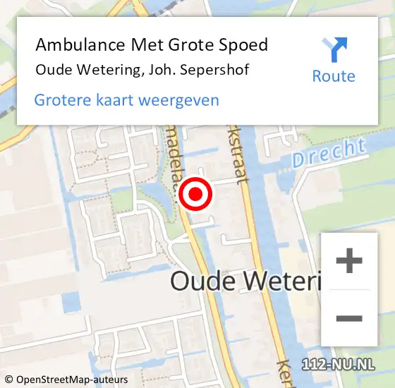 Locatie op kaart van de 112 melding: Ambulance Met Grote Spoed Naar Oude Wetering, Joh. Sepershof op 11 mei 2022 03:03