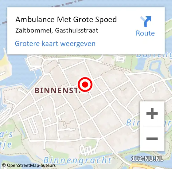 Locatie op kaart van de 112 melding: Ambulance Met Grote Spoed Naar Zaltbommel, Gasthuisstraat op 11 mei 2022 03:05