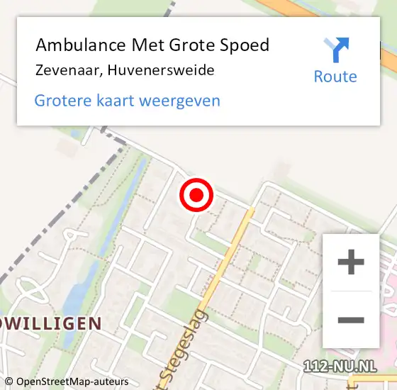 Locatie op kaart van de 112 melding: Ambulance Met Grote Spoed Naar Zevenaar, Huvenersweide op 11 mei 2022 04:36