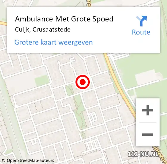Locatie op kaart van de 112 melding: Ambulance Met Grote Spoed Naar Cuijk, Crusaatstede op 11 mei 2022 04:46