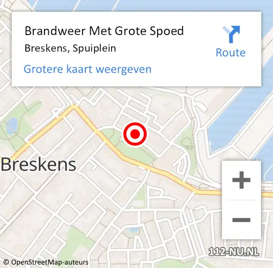 Locatie op kaart van de 112 melding: Brandweer Met Grote Spoed Naar Breskens, Spuiplein op 11 mei 2022 05:12