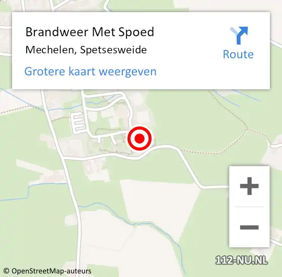 Locatie op kaart van de 112 melding: Brandweer Met Spoed Naar Mechelen, Spetsesweide op 11 mei 2022 05:46