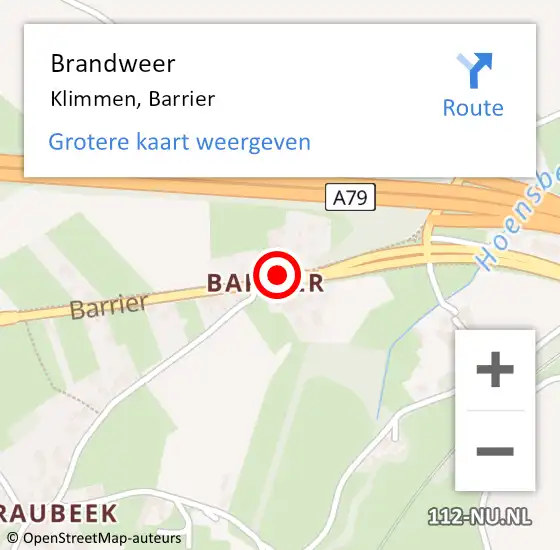 Locatie op kaart van de 112 melding: Brandweer Klimmen, Barrier op 17 juli 2014 01:30