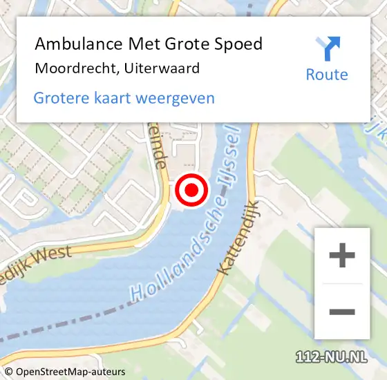 Locatie op kaart van de 112 melding: Ambulance Met Grote Spoed Naar Moordrecht, Uiterwaard op 11 mei 2022 06:12