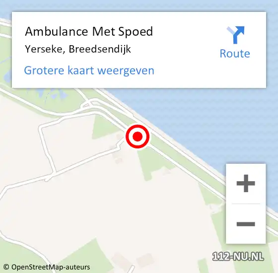 Locatie op kaart van de 112 melding: Ambulance Met Spoed Naar Yerseke, Breedsendijk op 17 juli 2014 01:32