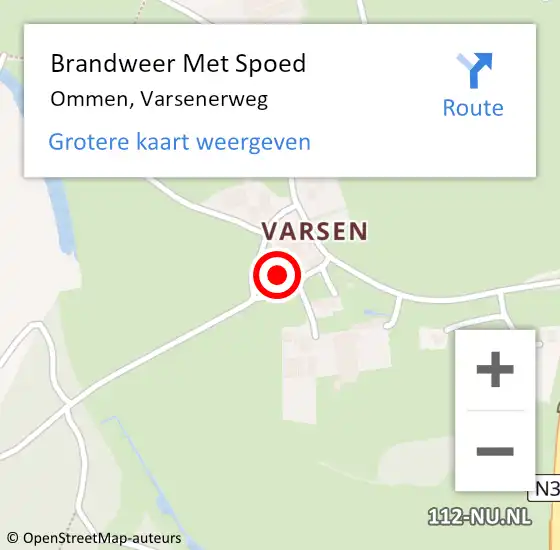 Locatie op kaart van de 112 melding: Brandweer Met Spoed Naar Ommen, Varsenerweg op 11 mei 2022 06:37