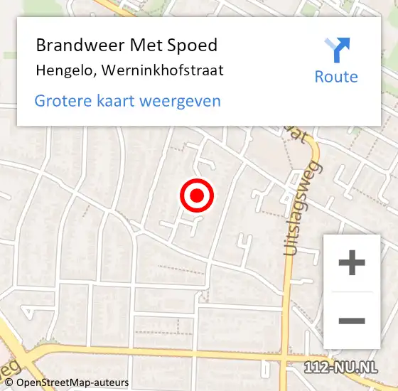 Locatie op kaart van de 112 melding: Brandweer Met Spoed Naar Hengelo, Werninkhofstraat op 11 mei 2022 06:41