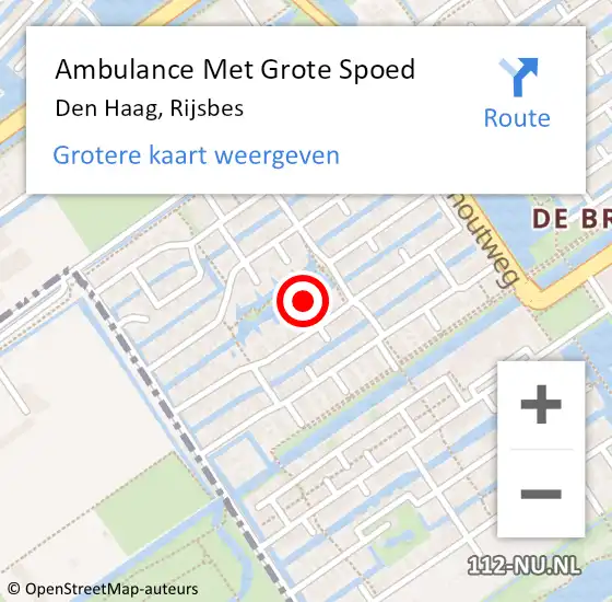 Locatie op kaart van de 112 melding: Ambulance Met Grote Spoed Naar Den Haag, Rijsbes op 11 mei 2022 07:33