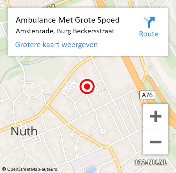 Locatie op kaart van de 112 melding: Ambulance Met Grote Spoed Naar Amstenrade, Burg Beckersstraat op 17 juli 2014 01:43