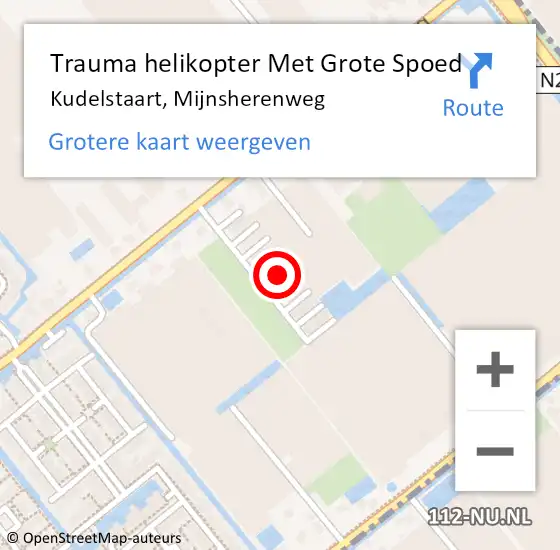 Locatie op kaart van de 112 melding: Trauma helikopter Met Grote Spoed Naar Kudelstaart, Mijnsherenweg op 11 mei 2022 08:01