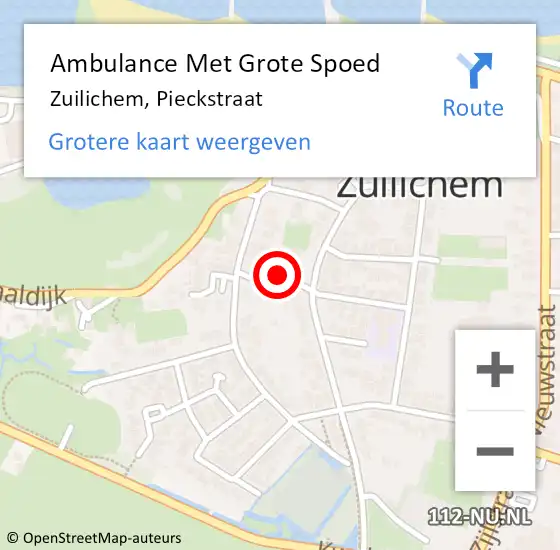 Locatie op kaart van de 112 melding: Ambulance Met Grote Spoed Naar Zuilichem, Pieckstraat op 11 mei 2022 08:10