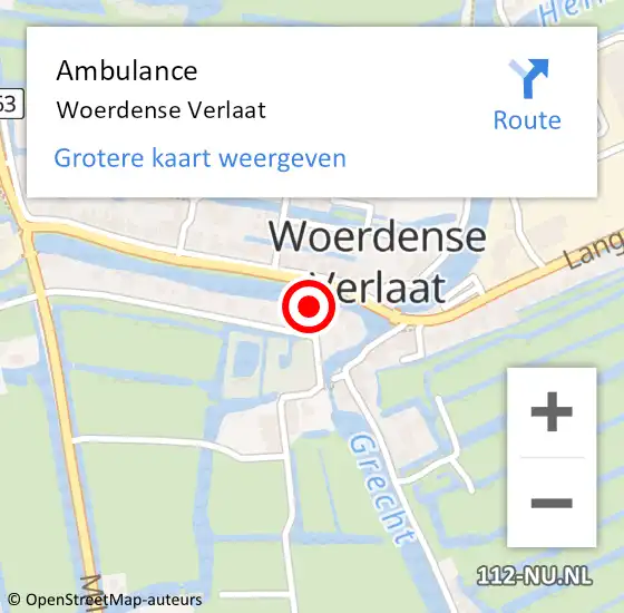 Locatie op kaart van de 112 melding: Ambulance Woerdense Verlaat op 11 mei 2022 08:12