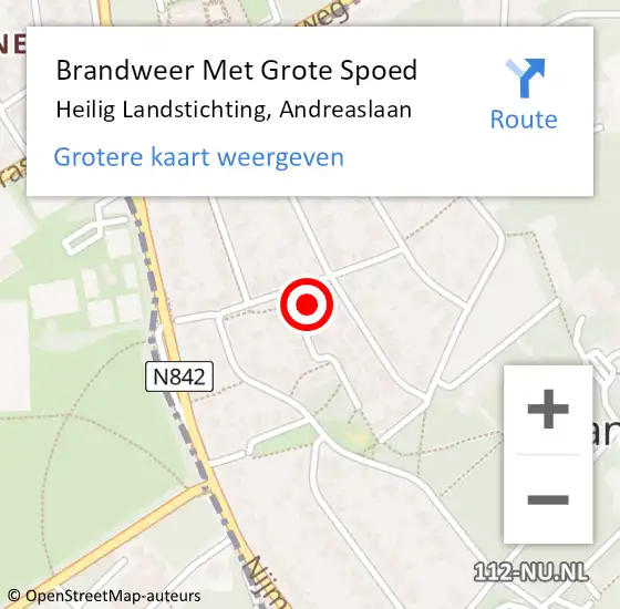 Locatie op kaart van de 112 melding: Brandweer Met Grote Spoed Naar Heilig Landstichting, Andreaslaan op 11 mei 2022 08:19