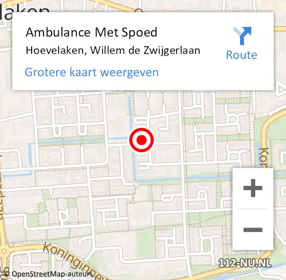 Locatie op kaart van de 112 melding: Ambulance Met Spoed Naar Hoevelaken, Willem de Zwijgerlaan op 11 mei 2022 08:25