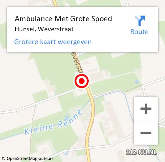 Locatie op kaart van de 112 melding: Ambulance Met Grote Spoed Naar Hunsel, Weverstraat op 11 mei 2022 08:39